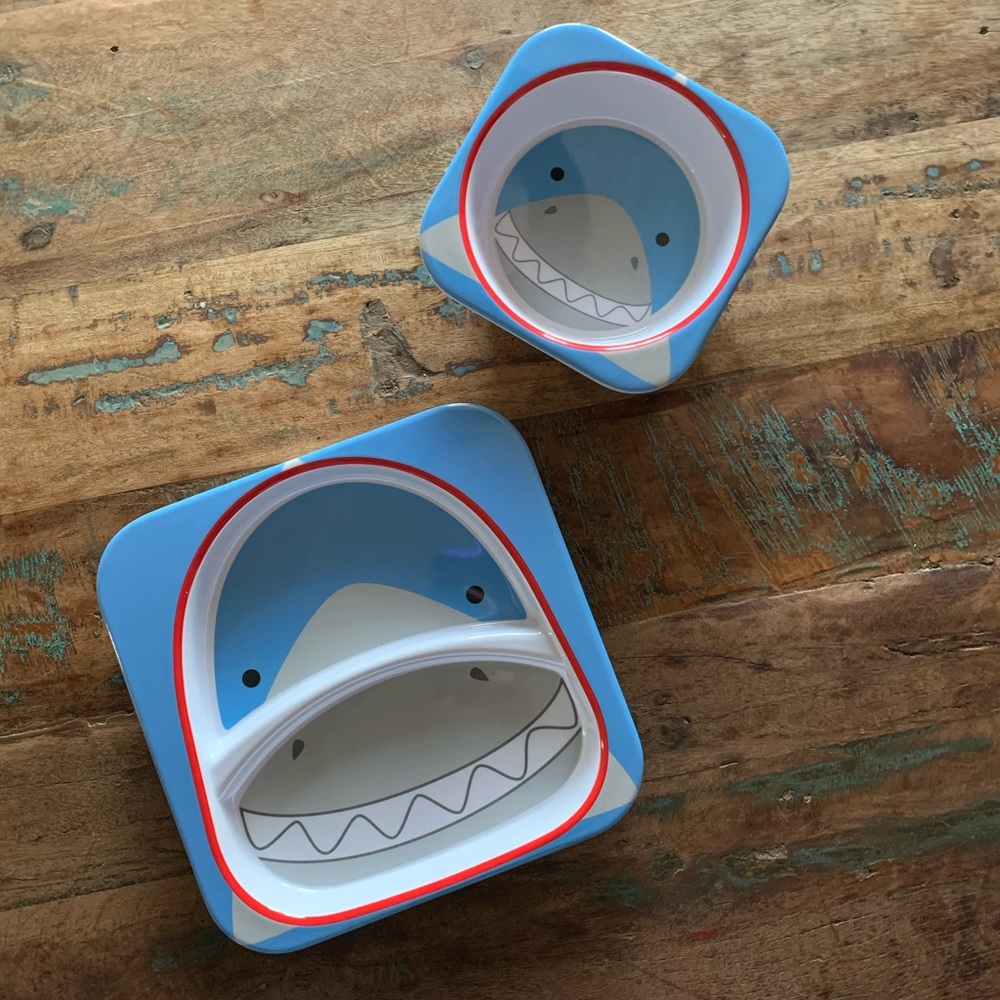 Skip Hop Kids Shark Bowl and Plate Set